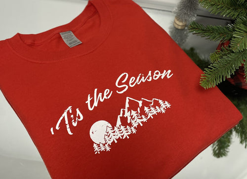 Tis the Season custom printed long sleeve tee for the holidays, trendy tops